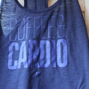 workout tank top, size small "coffee and cardio"